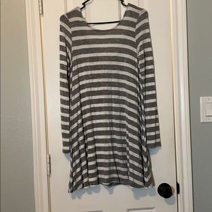 Striped long sleeved T-shirt dress